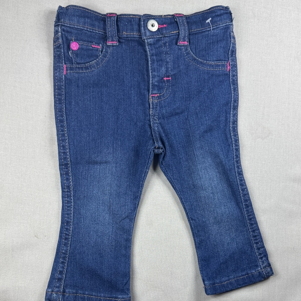 Wrangler Blue Denim Jeans with Pink‎ Embroidery